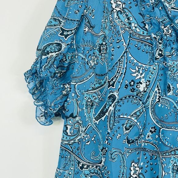 Lane Bryant‎ Teal Paisley Chiffon Ruffle Shirt Tank 2 Pc Set Womens 22 24W - Picture 3 of 9